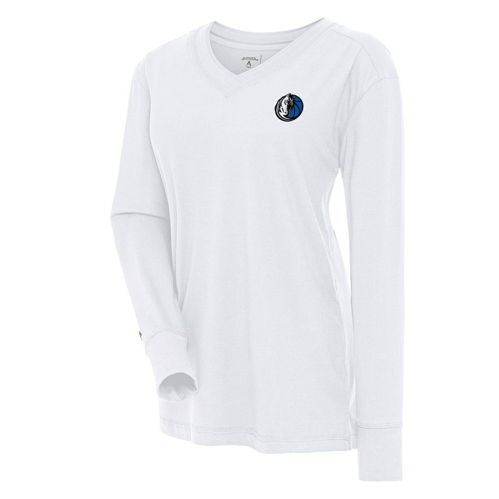 Dallas Mavericks Antigua Women's Symbolic Long Sleeve V-Neck Top sale - White discount