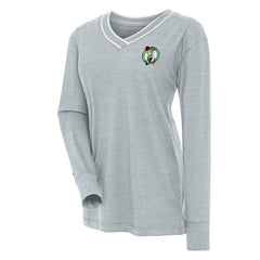 Boston Celtics Antigua Women's Symbolic Long Sleeve V-Neck Top - Heather Gray on sale