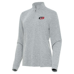 Carolina Hurricanes Antigua Women's Mentor Quarter-Zip Mock Long Sleeve Top Heather Gray