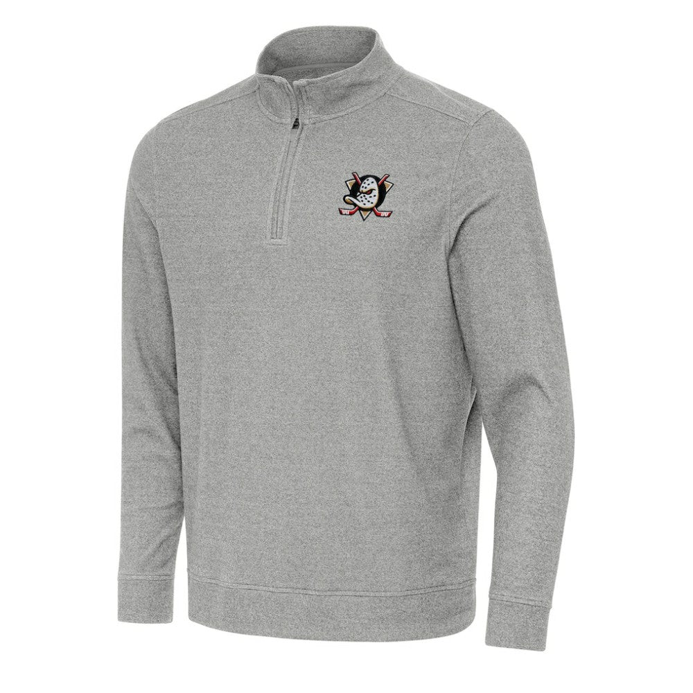 Anaheim Ducks Antigua Subtle Quarter-Zip Sweatshirt Heather Gray