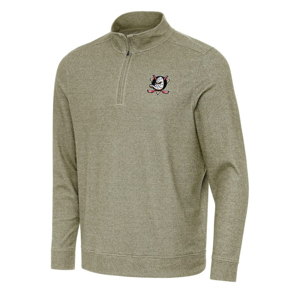 Anaheim Ducks Antigua Subtle Quarter-Zip Sweatshirt Olive
