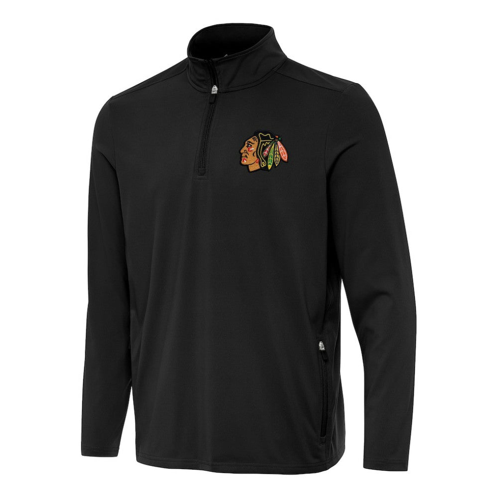 Chicago Blackhawks Antigua Perilous Quarter-Zip Sweatshirt Black