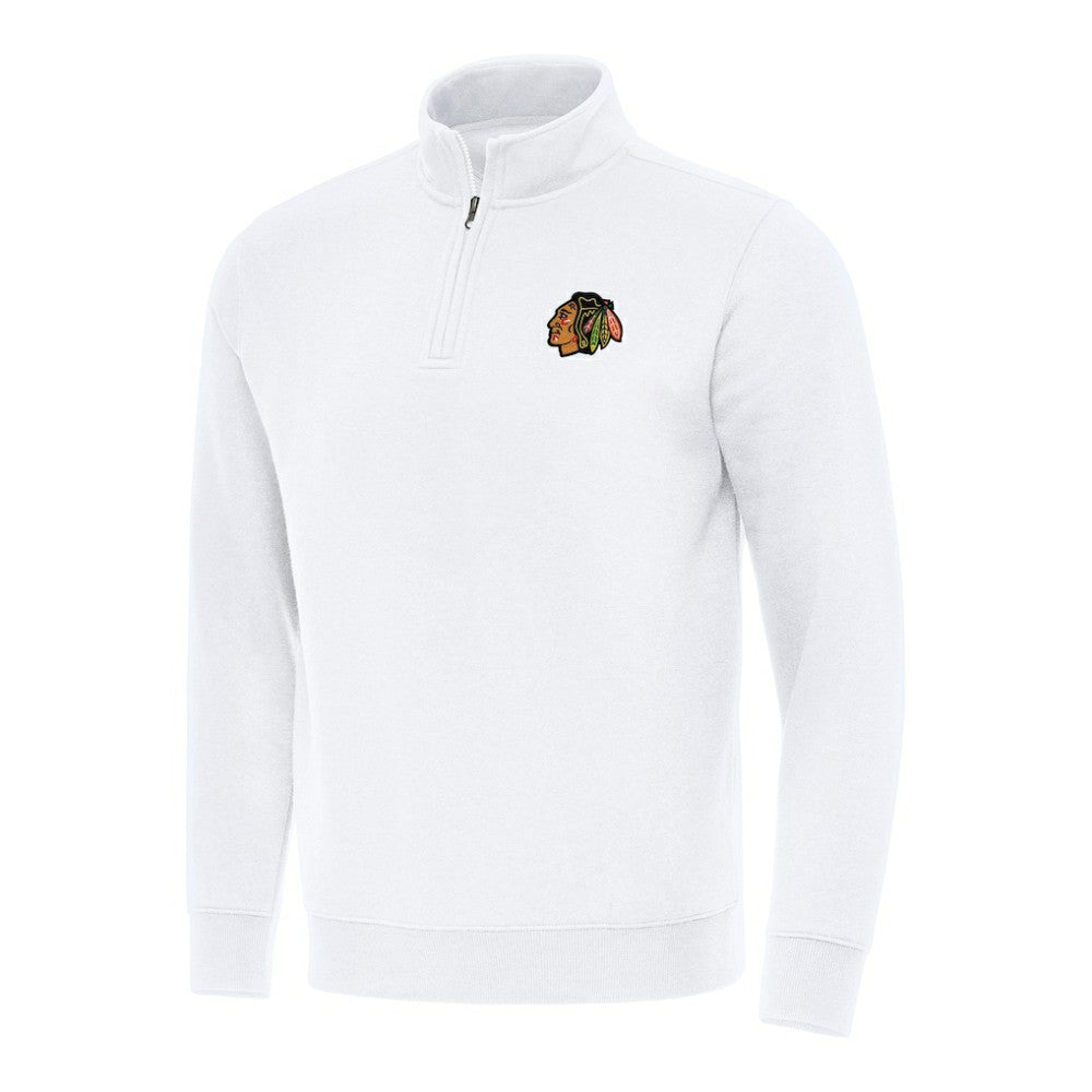 Chicago Blackhawks Antigua Victory Quarter-Zip Mock Sweatshirt White