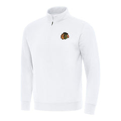 Chicago Blackhawks Antigua Victory Quarter-Zip Mock Sweatshirt White