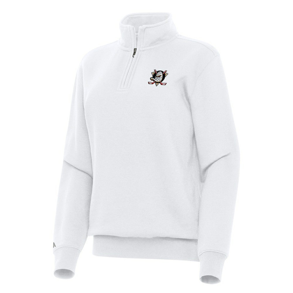 Anaheim Ducks Antigua Women's Victory Quarter-Zip Sweatshirt White
