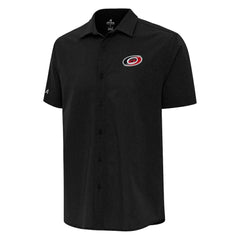 Carolina Hurricanes Antigua Activate Woven Short Sleeve Button-Up Shirt Black