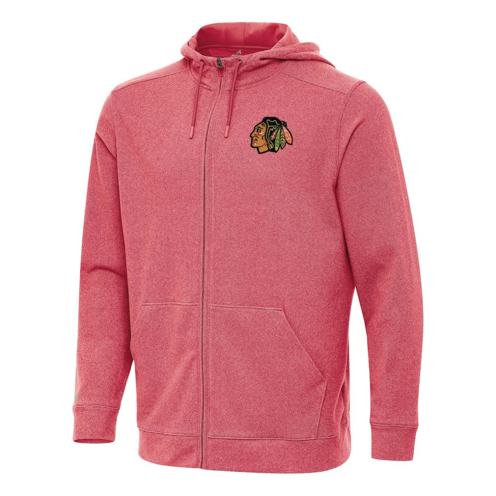 Chicago Blackhawks Antigua Effortless Full-Zip Hoodie Jacket Heather Red