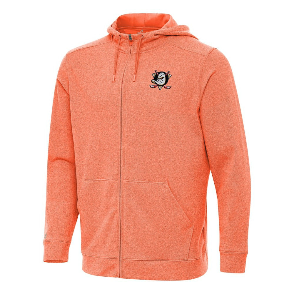 Anaheim Ducks Antigua Effortless Full-Zip Hoodie Jacket Heather Orange