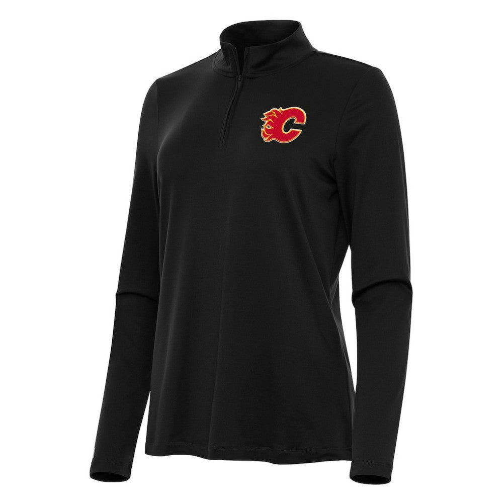 Calgary Flames Antigua Women's Reprocess Quarter-Zip Top Black