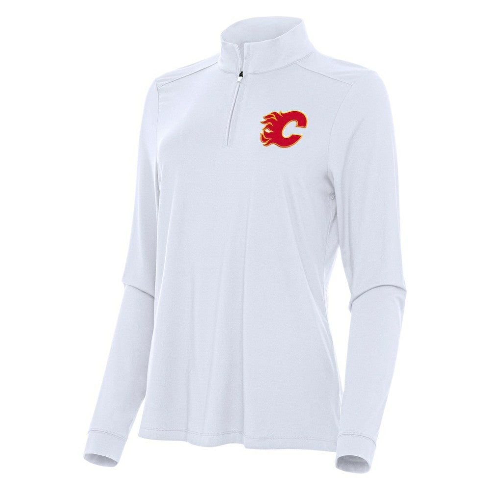 Calgary Flames Antigua Women's Intent Quarter-Zip Top White