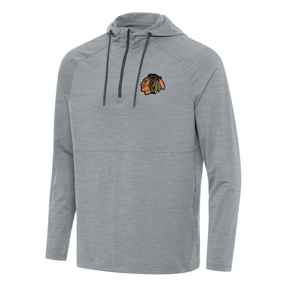 Chicago Blackhawks Antigua Spikes Quarter-Zip Hoodie Heather Gray