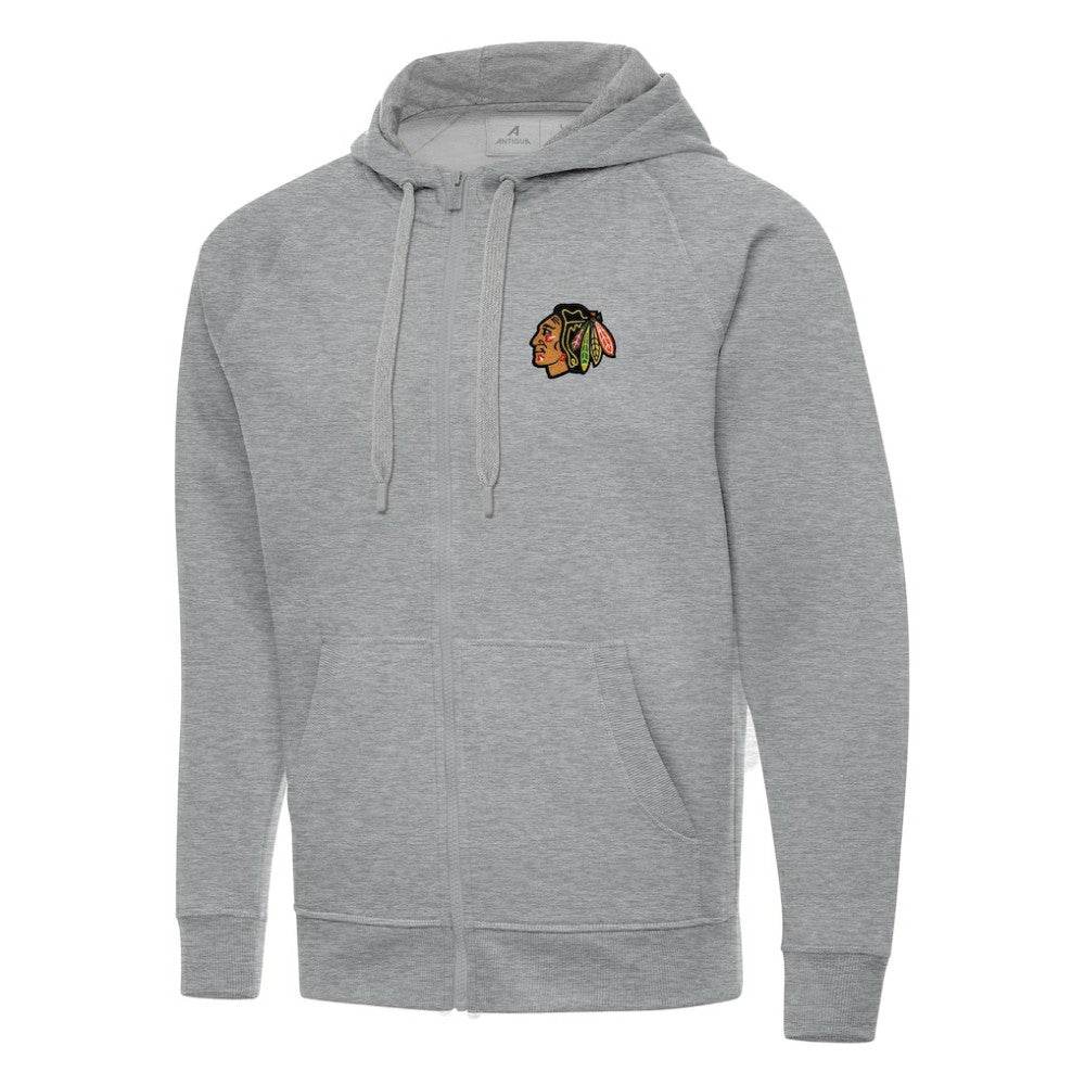 Chicago Blackhawks Antigua Big & Tall Victory Full-Zip Hoodie Heather Gray