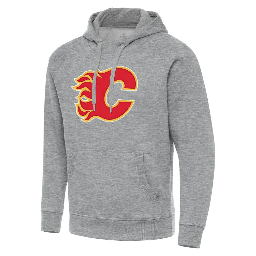 Calgary Flames Antigua Big & Tall Victory Pullover Hoodie Heather Gray