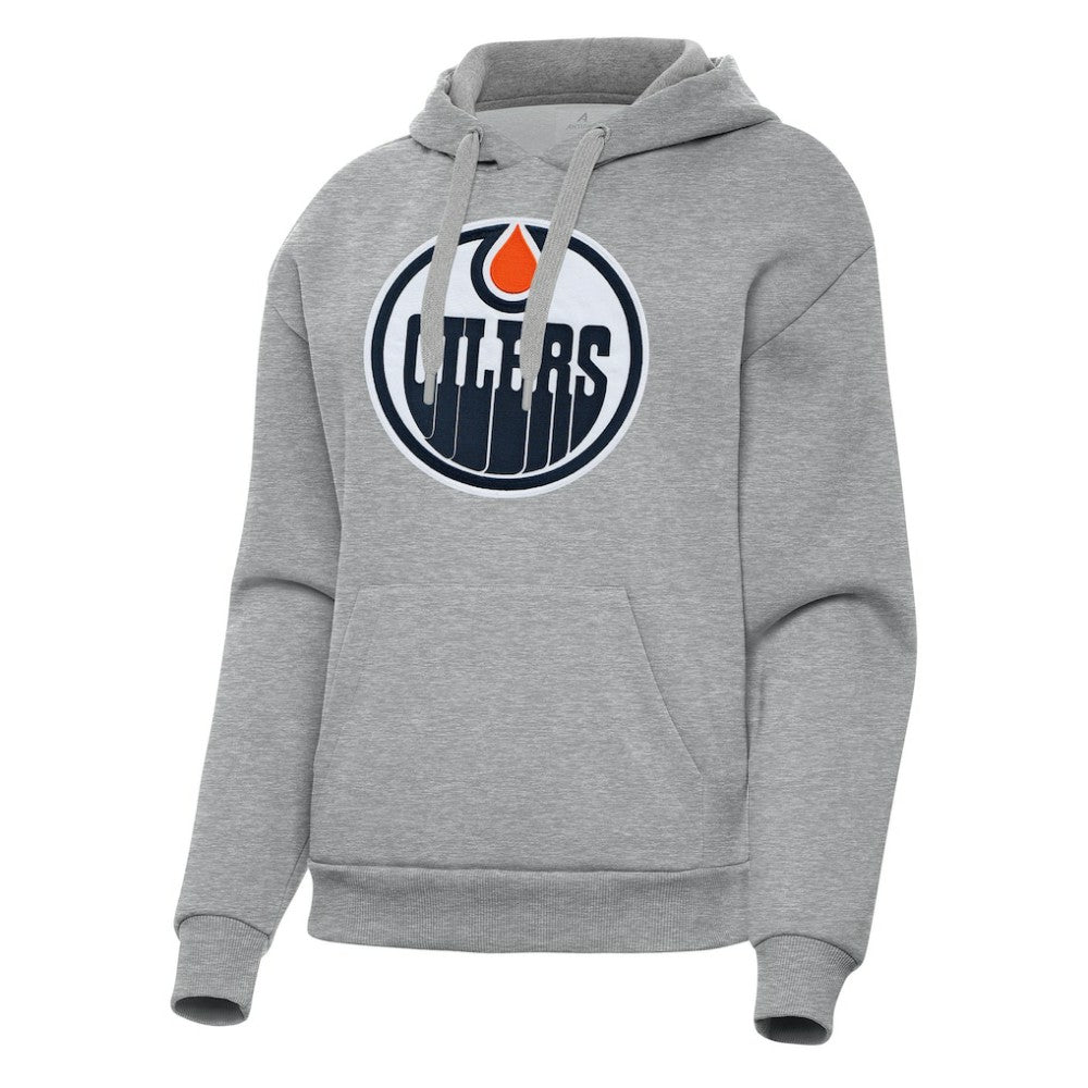 Edmonton Oilers Antigua Women's Victory Pullover Hoodie Heather Gray