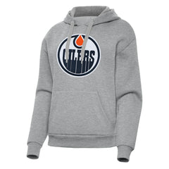 Edmonton Oilers Antigua Women's Victory Pullover Hoodie Heather Gray