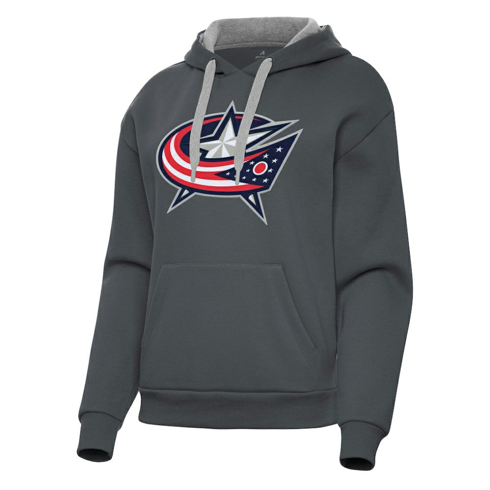 Columbus Blue Jackets Antigua Women's Victory Pullover Hoodie Charcoal