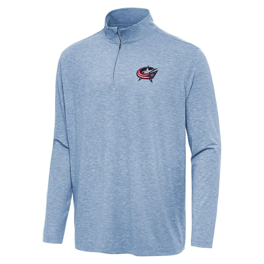 Columbus Blue Jackets Antigua Hunk Quarter-Zip Top Heather Aqua