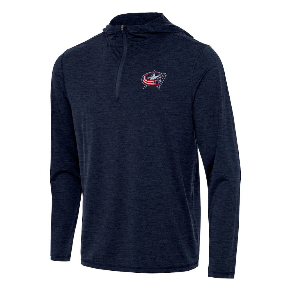 Columbus Blue Jackets Antigua Tidy Quarter-Zip Hoodie Heather Navy