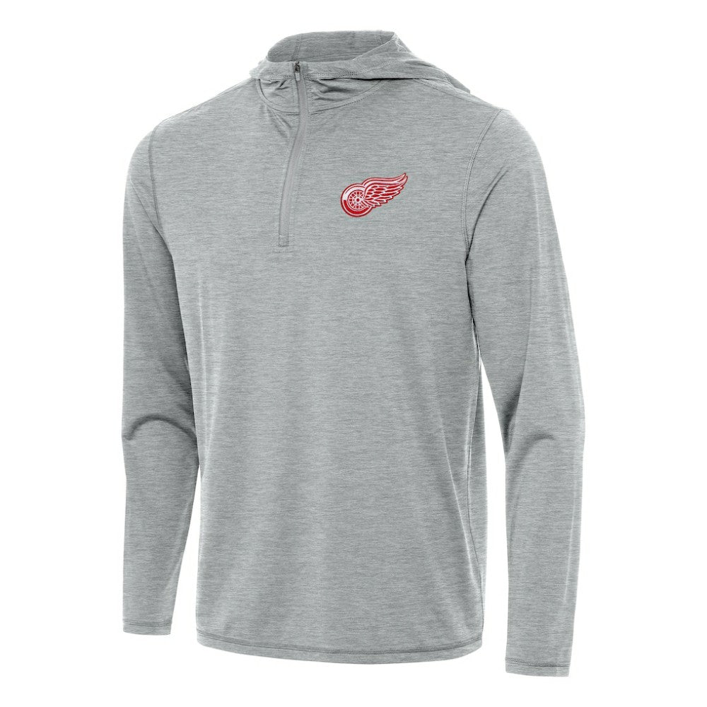 Detroit Red Wings Antigua Tidy Quarter-Zip Hoodie Heather Gray
