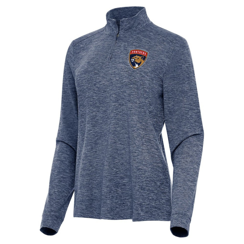Florida Panthers Antigua Women's Mentor Quarter-Zip Mock Long Sleeve Top Heather Navy