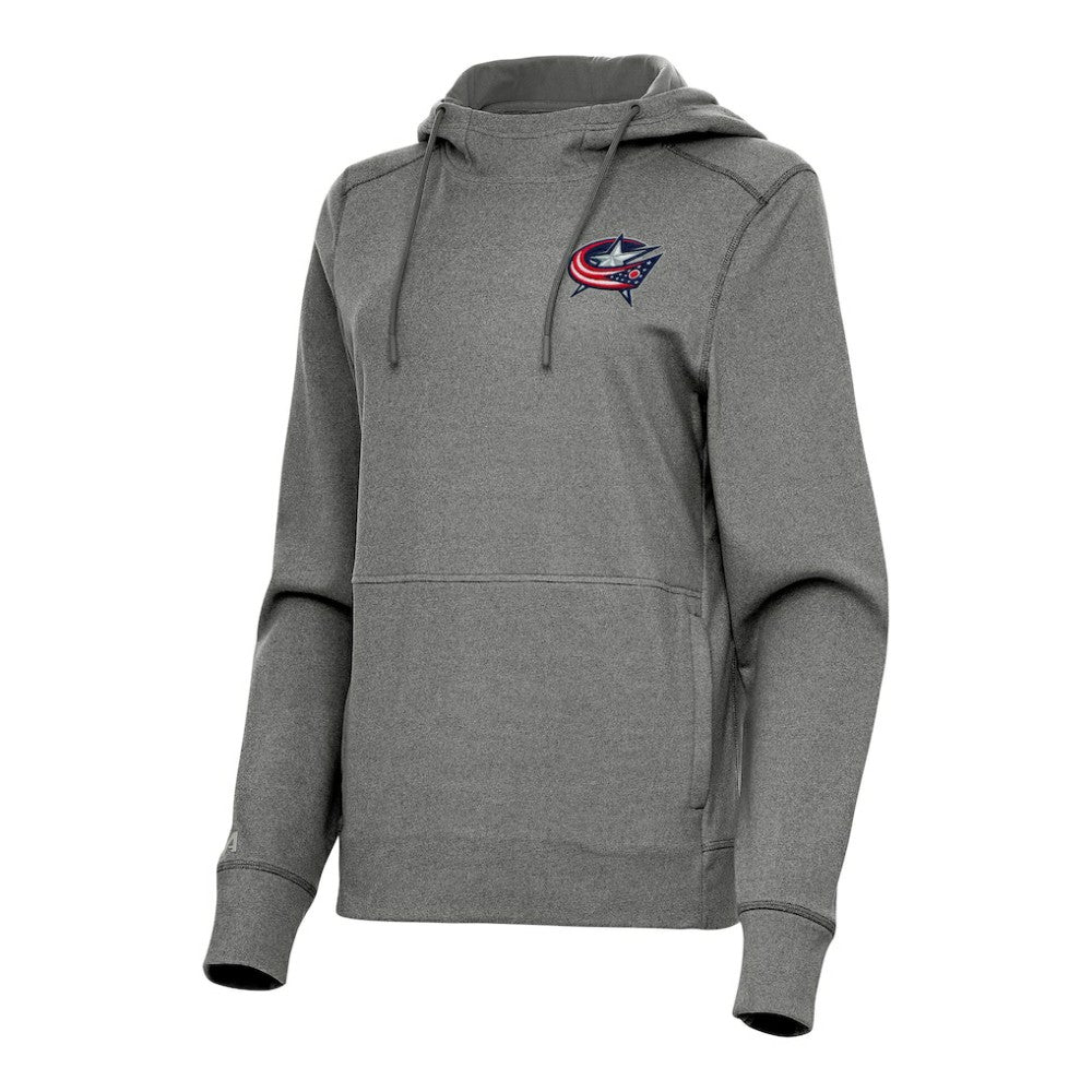 Columbus Blue Jackets Antigua Women's Justice Pullover Hoodie Heather Black