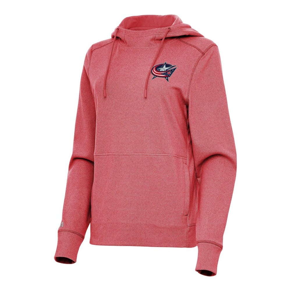 Columbus Blue Jackets Antigua Women's Justice Pullover Hoodie Heather Red