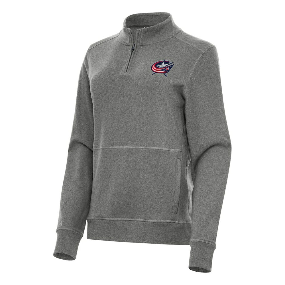 Columbus Blue Jackets Antigua Women's Crush Quarter-Zip Fleece Sweatshirt Heather Black