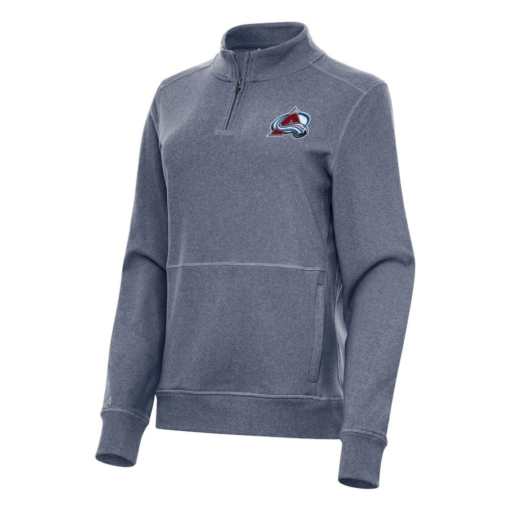 Colorado Avalanche Antigua Women's Crush Quarter-Zip Fleece Sweatshirt Heather Navy