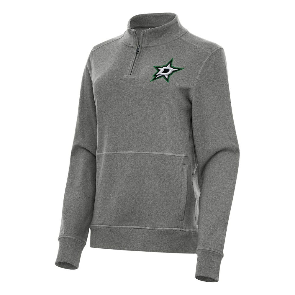 Dallas Stars Antigua Women's Crush Quarter-Zip Fleece Sweatshirt Heather Black