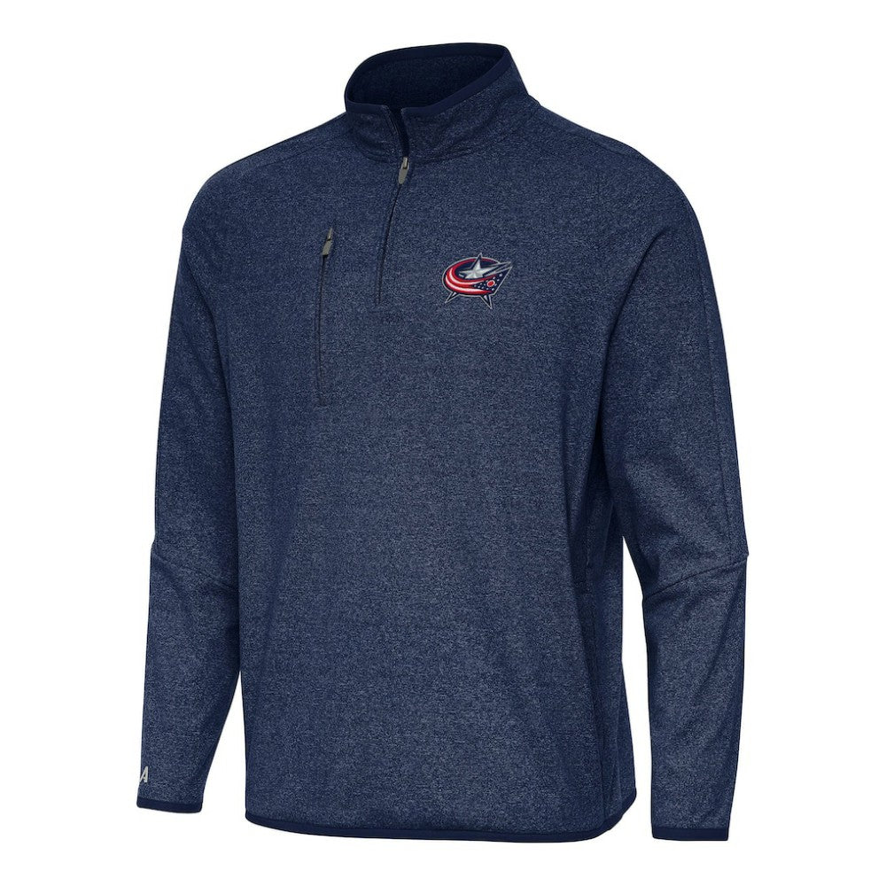 Columbus Blue Jackets Antigua Certain Quarter-Zip Tri-Blend Sweatshirt Heather Navy