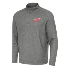Detroit Red Wings Antigua Subtle Quarter-Zip Sweatshirt Heather Black