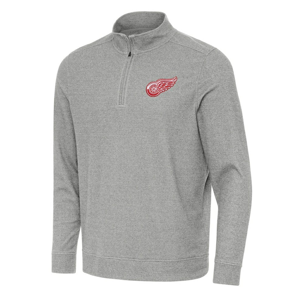 Detroit Red Wings Antigua Subtle Quarter-Zip Sweatshirt Heather Gray