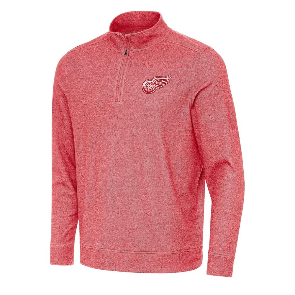 Detroit Red Wings Antigua Subtle Quarter-Zip Sweatshirt Heather Red