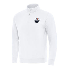 Edmonton Oilers Antigua Victory Quarter-Zip Mock Sweatshirt White