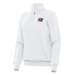 Columbus Blue Jackets Antigua Women's Victory Quarter-Zip Sweatshirt White