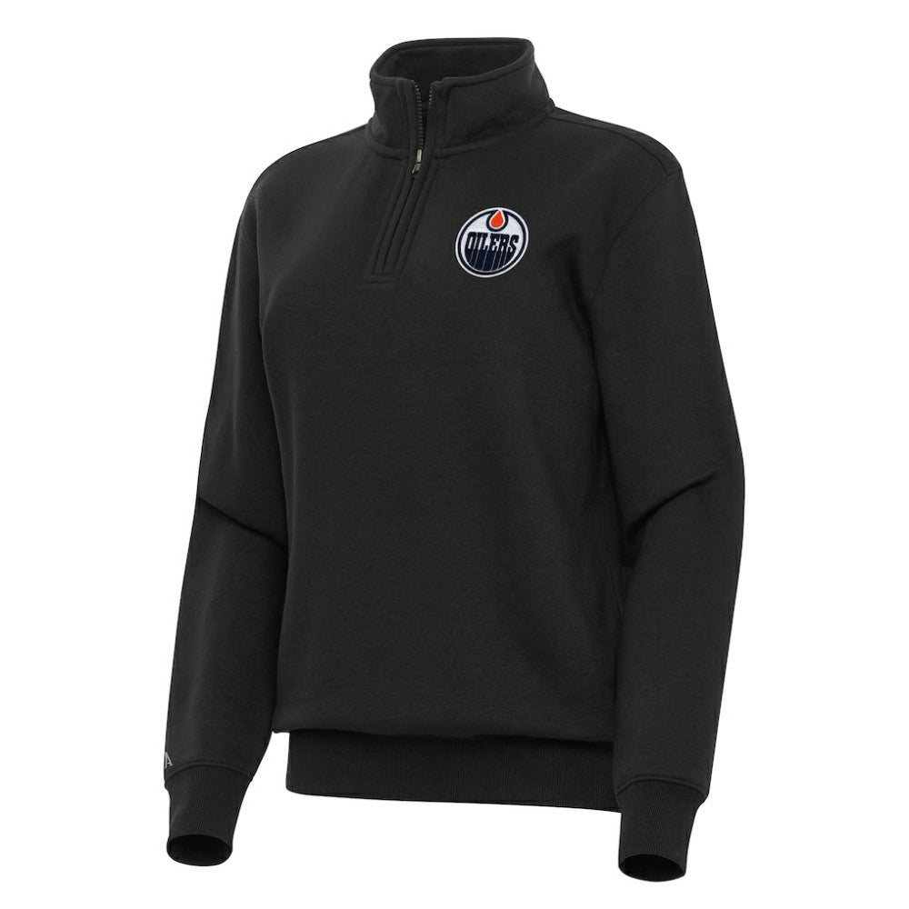 Edmonton Oilers Antigua Women's Victory Quarter-Zip Sweatshirt Black