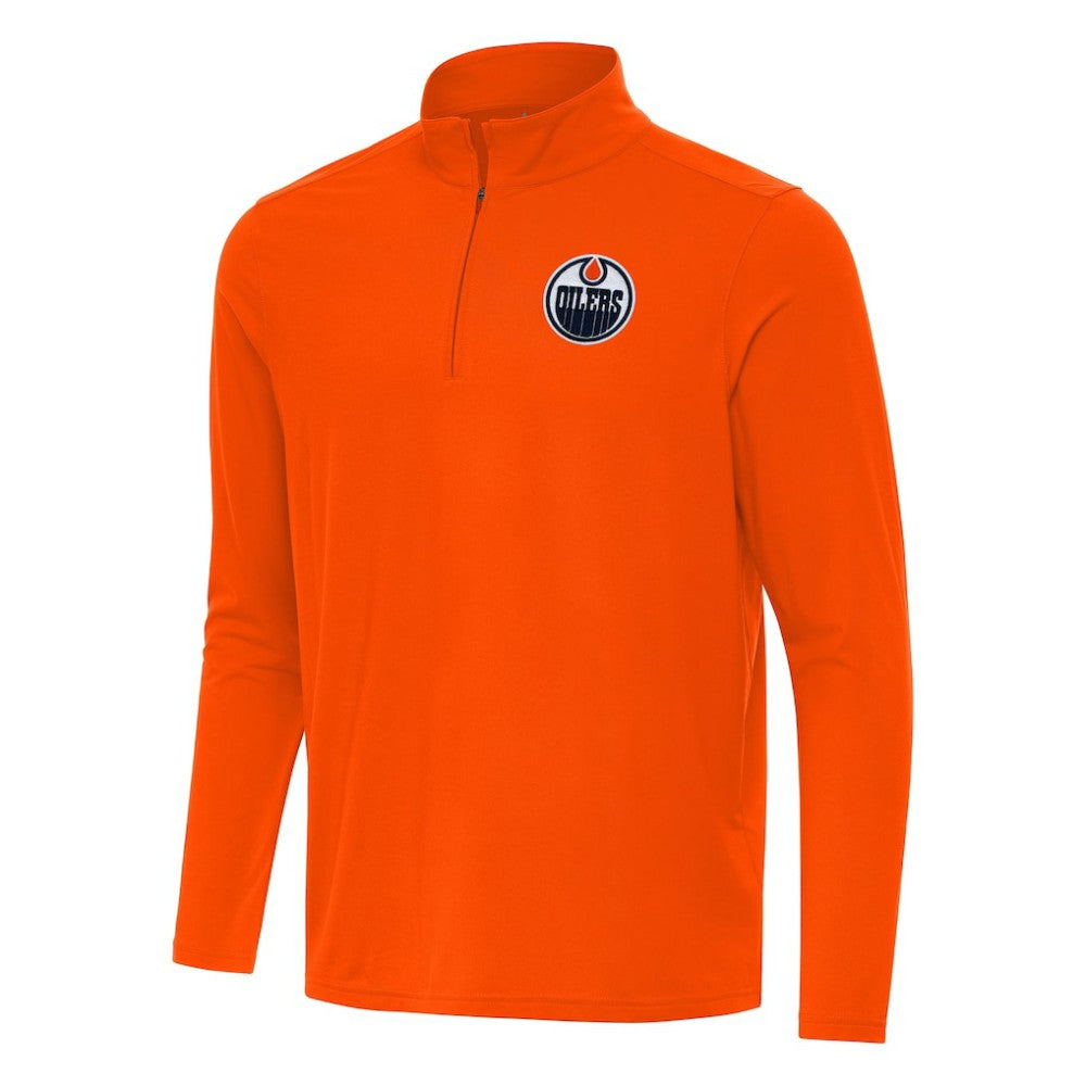 Edmonton Oilers Antigua Intent Quarter-Zip Top Orange