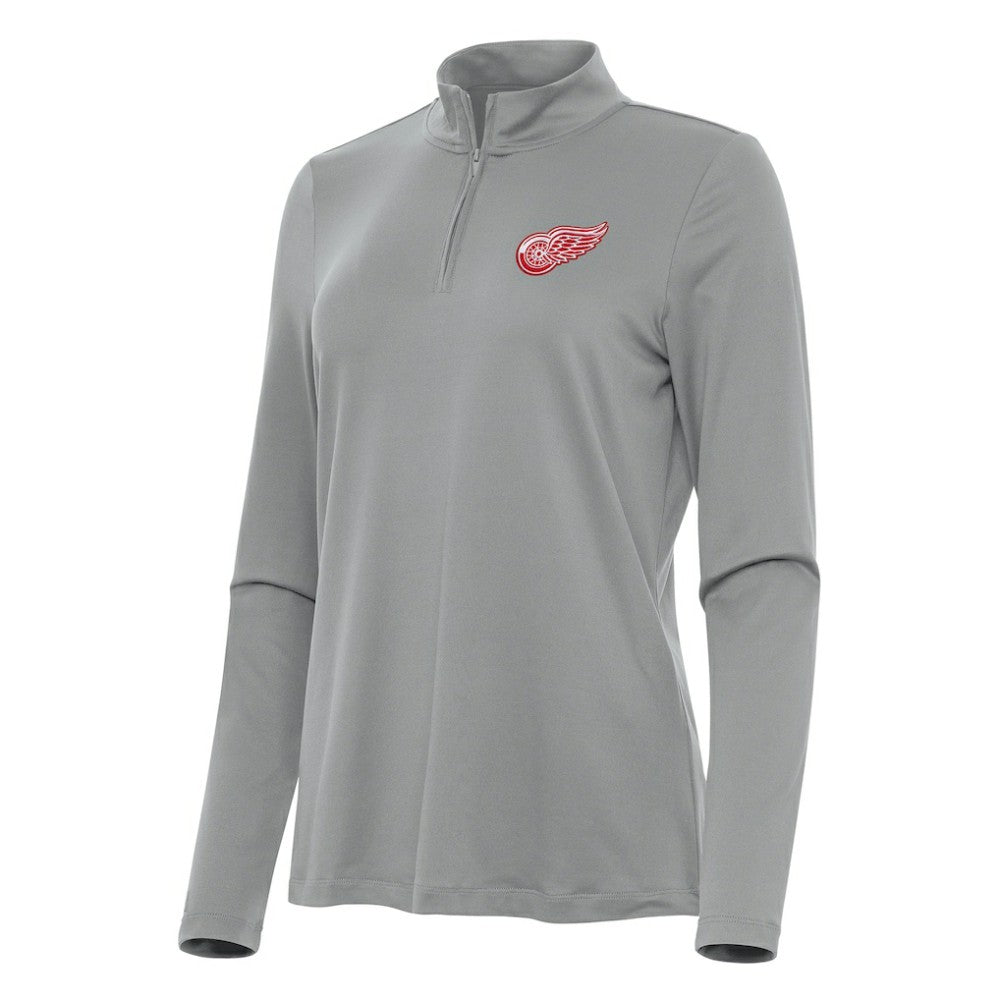 Detroit Red Wings Antigua Women's Reprocess Quarter-Zip Top Gray