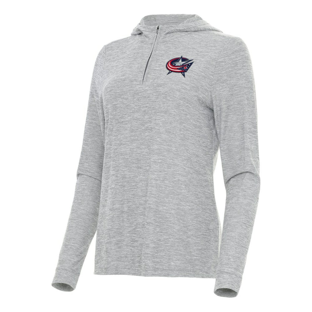 Columbus Blue Jackets Antigua Women's Daybreak Quarter-Zip Hoodie Heather Gray