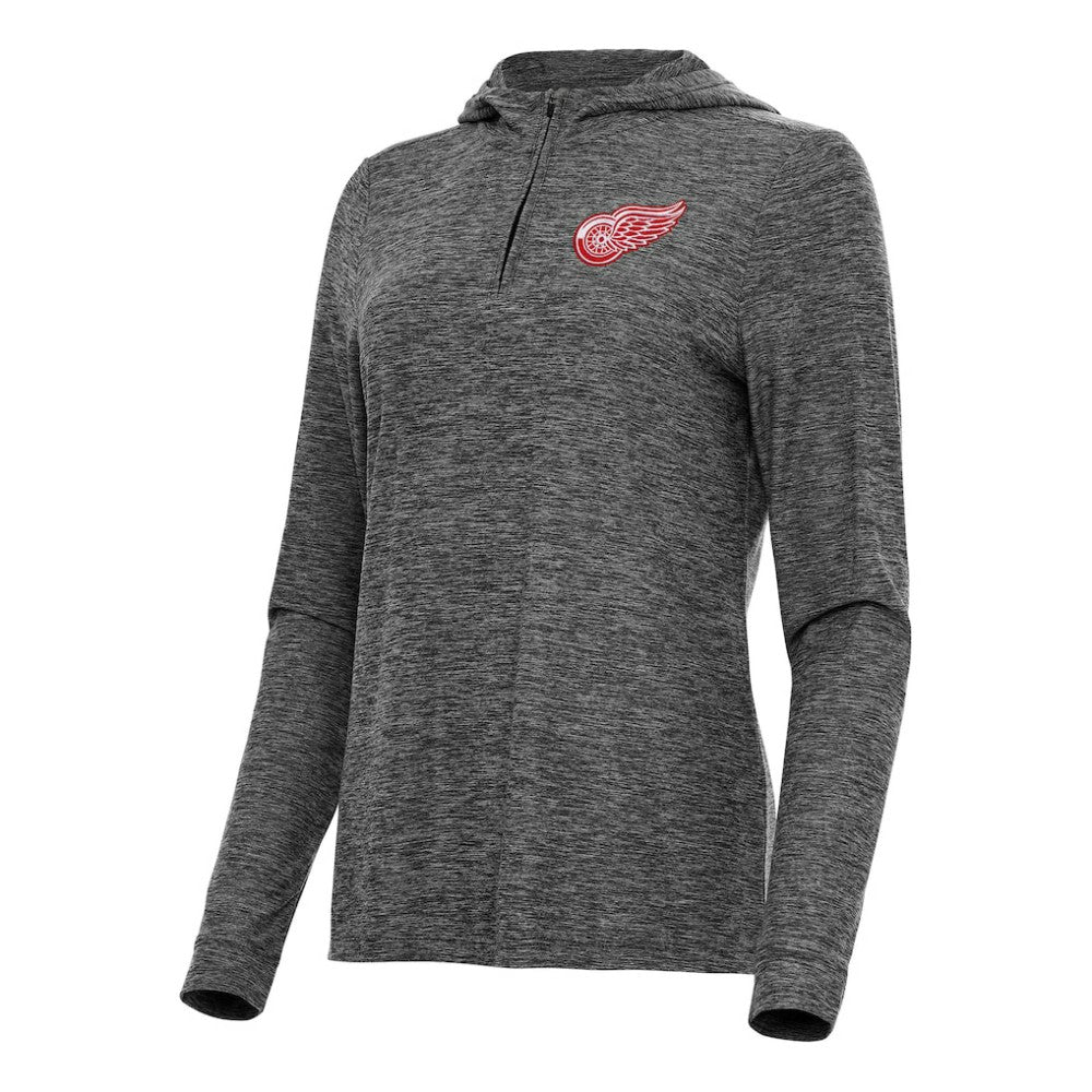 Detroit Red Wings Antigua Women's Daybreak Quarter-Zip Hoodie Heather Black