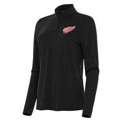 Detroit Red Wings Antigua Women's Bright Quarter-Zip Top Heather Black