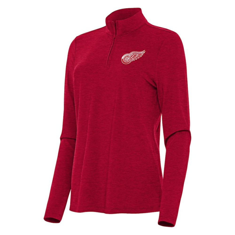 Detroit Red Wings Antigua Women's Bright Quarter-Zip Top Heather Red