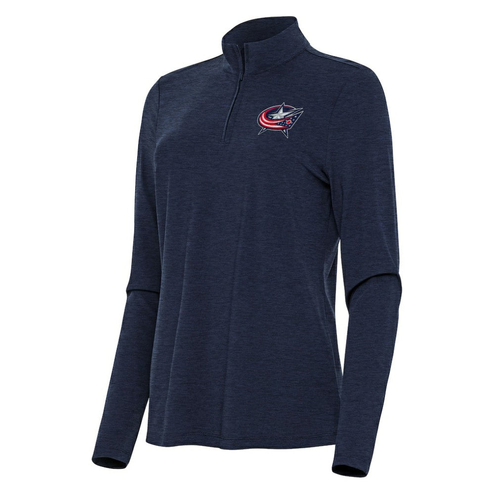 Columbus Blue Jackets Antigua Women's Bright Quarter-Zip Top Heather Navy