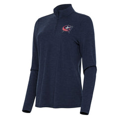 Columbus Blue Jackets Antigua Women's Bright Quarter-Zip Top Heather Navy