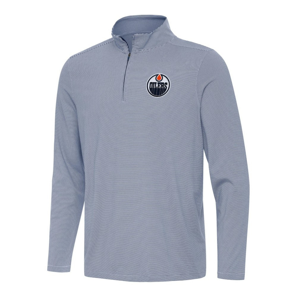 Edmonton Oilers Antigua Twine Quarter-Zip Top Navy