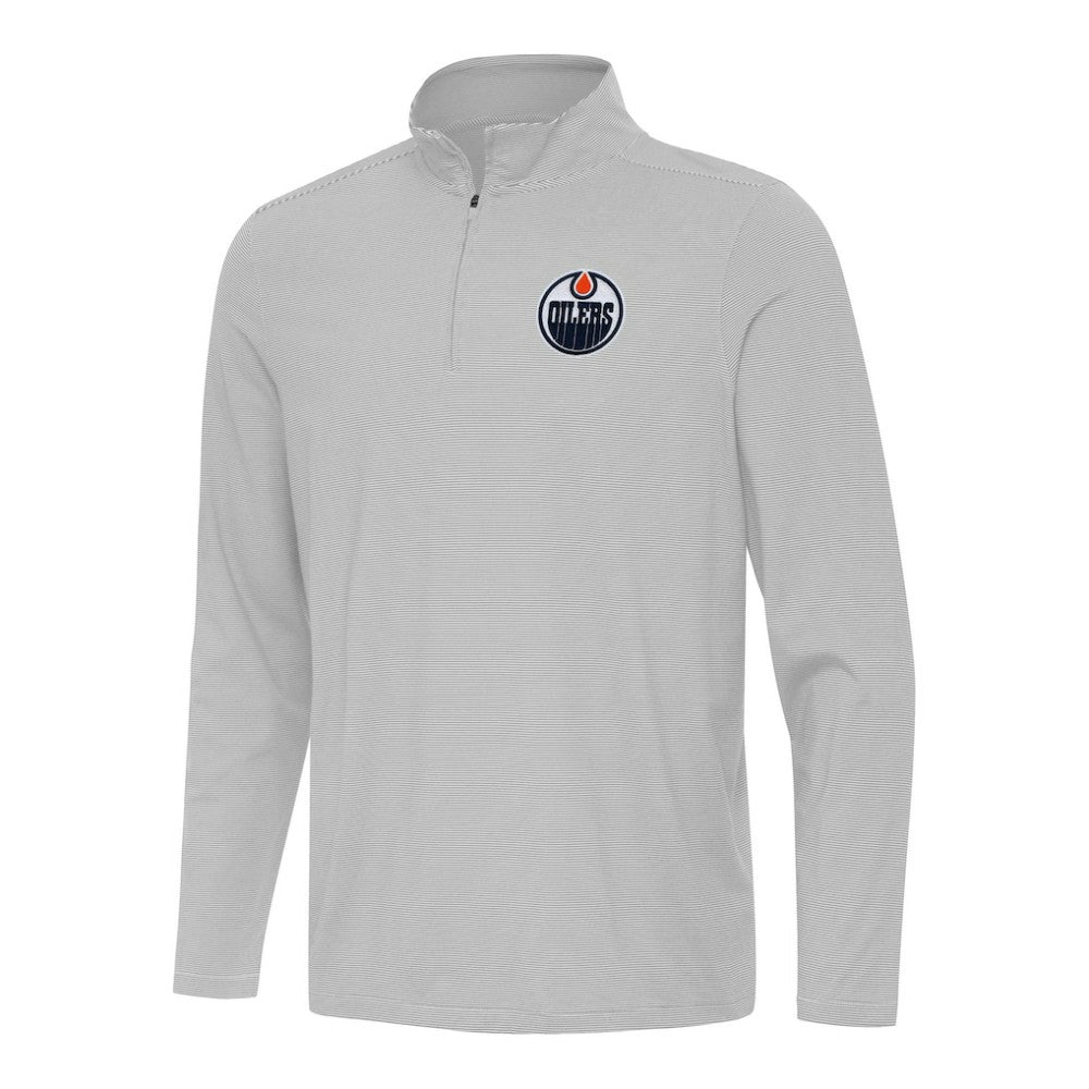 Edmonton Oilers Antigua Twine Quarter-Zip Top Gray