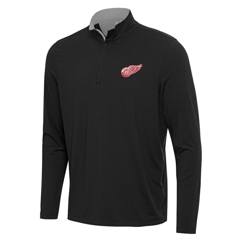 Detroit Red Wings Antigua Content Quarter-Zip Pullover Top Black/Gray