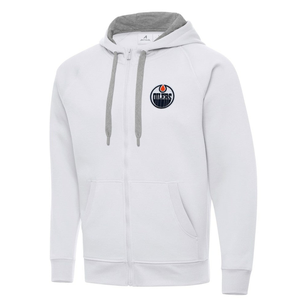 Edmonton Oilers Antigua Big & Tall Victory Full-Zip Hoodie White
