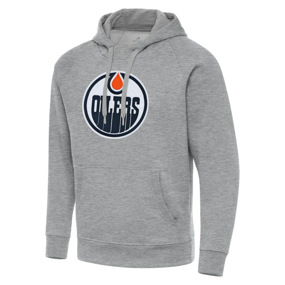 Edmonton Oilers Antigua Big & Tall Victory Pullover Hoodie Heather Gray