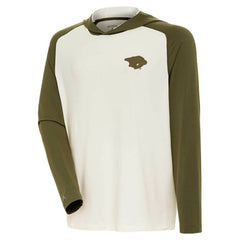 Nashville Predators Antigua Intrepid Sand Raglan Long Sleeve Hoodie T-Shirt Cream/Olive